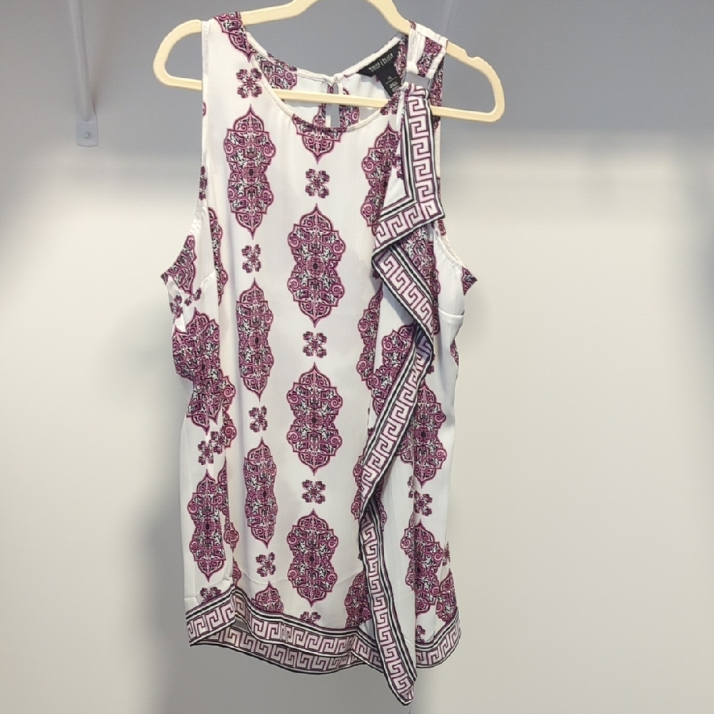 White House Black Market White and Purple Tank Top